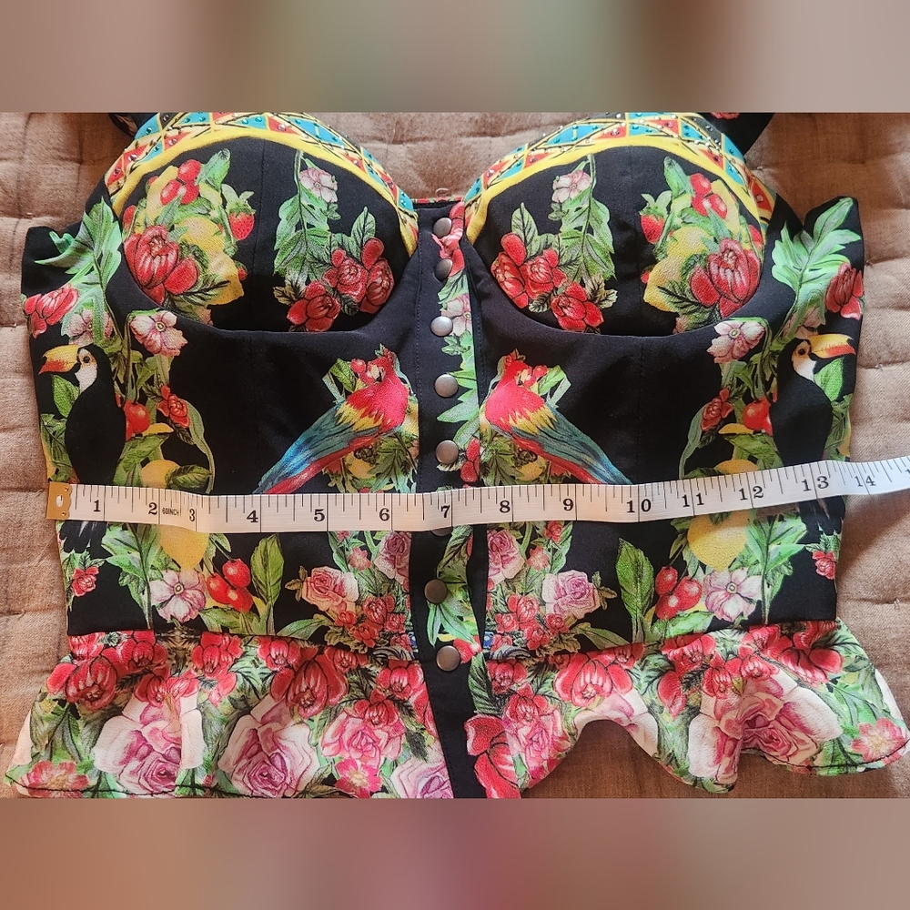 Camilla Black Floral Parrot Bustier Top - Picture 8 of 12